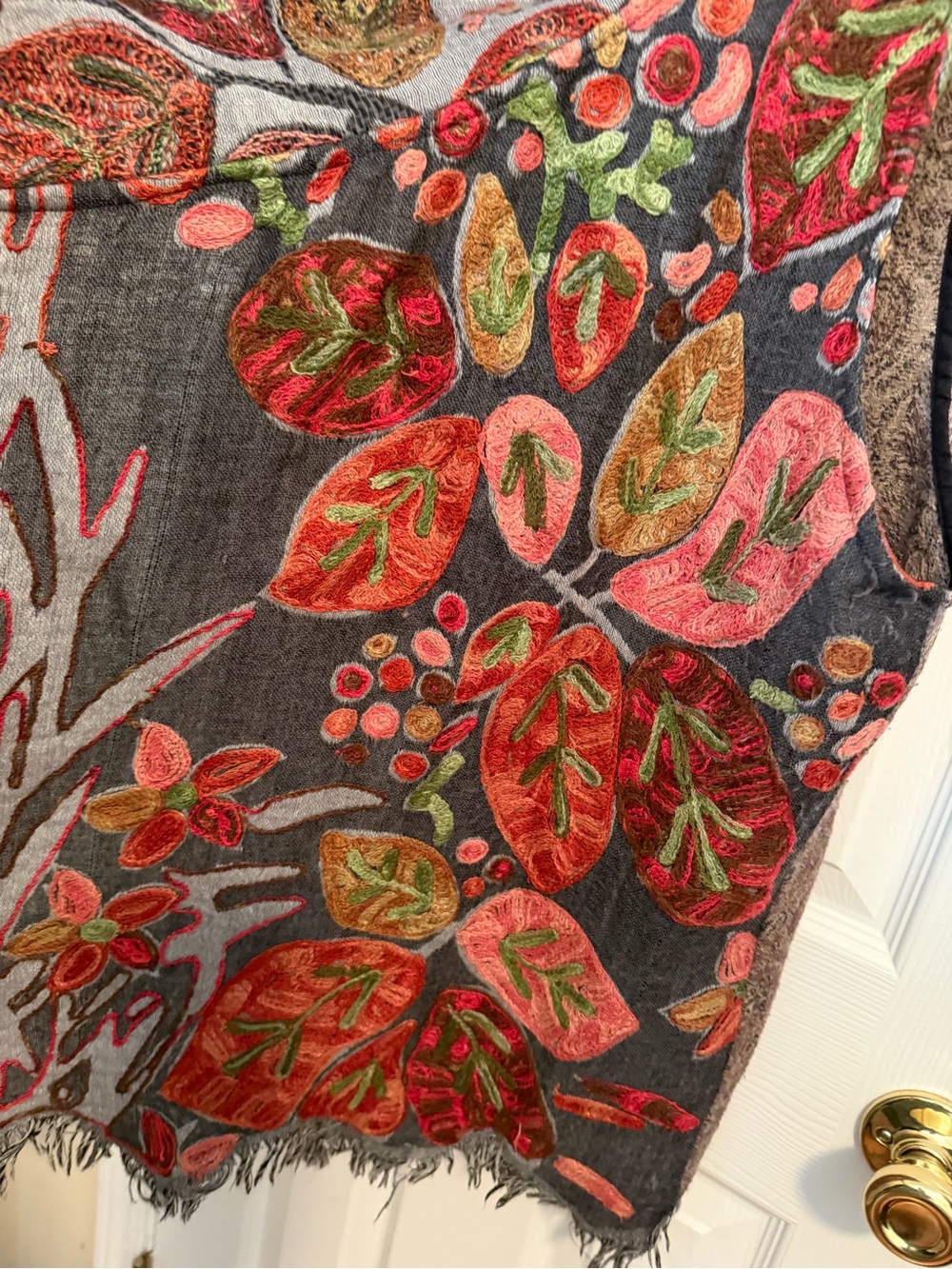 Anu Vintage 100% Boho Floral embroidered Vest Size L - Picture 9 of 11